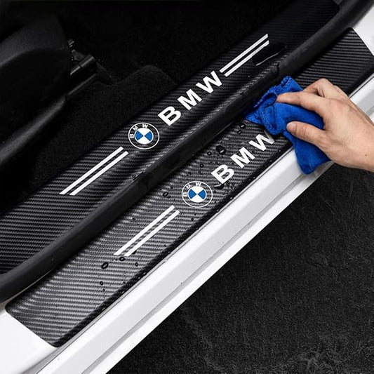 4PCS Carbon Fiber Car Door Sill Protector Sticker TATA,SUZUKI,MG,KIA,SPARCO,SPORTS,TRD,HYUNDAI