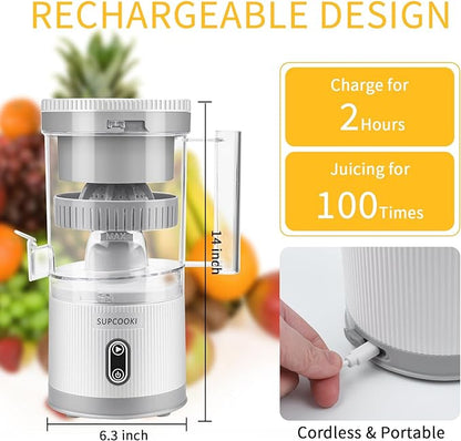 Electric Citrus Juicer, Rechargeable Juicer Machine with USB Cable and Cleaning Brush