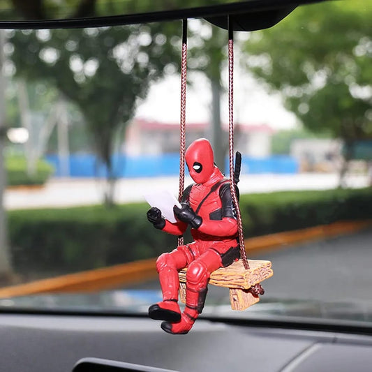 Deadpool Car Accessories Car Hanging Ornament, Funny Car Pendant Reading Deadpool Ornament, Anime Swinging Ornament, Rearview Mirror Hanging Decoration for Gardening Car Interior Decor Gifts Halloween