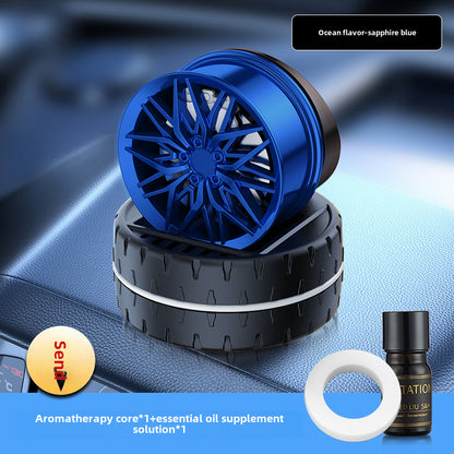 Wheel Car Solar Energy Air Freshener, Car Air Purifier Dashboard Ornament, Car Rotating Perfume Aromatherapy Diffuser, Automotive Interior Scents Decoration for Car Office Home